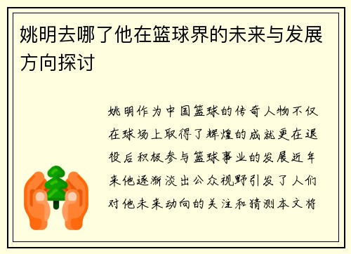 姚明去哪了他在篮球界的未来与发展方向探讨