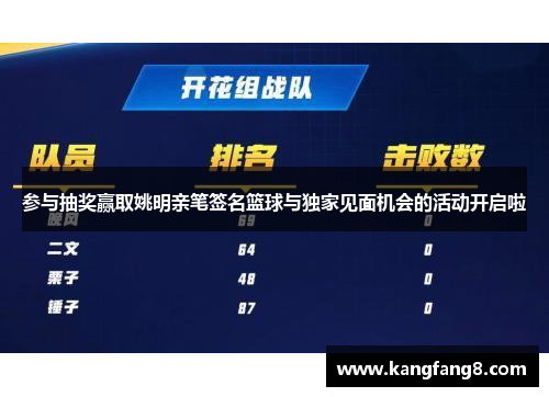 参与抽奖赢取姚明亲笔签名篮球与独家见面机会的活动开启啦